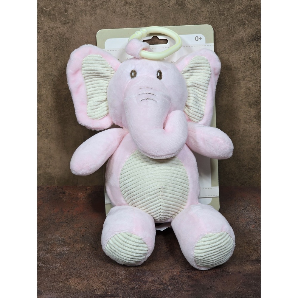 NEW Kelly Baby Plush Pink Elephant Rattle with Clip-On 10"x7" NWT